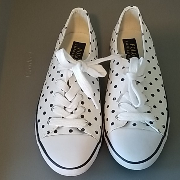 Polo by Ralph Lauren Shoes | Polo Ralph Lauren Navy Polka Dot Canvas Shoes-7 | Color: Blue/White | Size: 7 | Ritzirepeats's Closet
